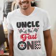 Uncle Of The Fast One Car Racing Dad 1St Birthday Boy Men's V-Neck T-Shirt