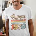 Vintage 1970 Birthday Retro Style 70's Born Nostalgia Outfit Premium Tri-Blend Men's V-Neck T-Shirt