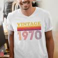 Vintage 1970 Retro Style 70's Born Nostalgia Vibes Birthday Premium Tri-Blend Men's V-Neck T-Shirt