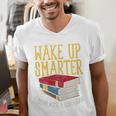 Wake Up Smarter Librarian Book Stack Premium Tri-Blend Men's V-Neck T-Shirt
