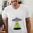 I Wanna Go Home Introvert UFO UAP Flying Saucer Trippy Alien Men's V-Neck T-Shirt