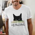 Women's Meowjong Cat Mahjong Chinese Game Cat Mom Dad Men's V-Neck T-Shirt