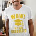 Wow My Son Graduated Mom Dad Of A Senior Graduation Men's V-Neck T-Shirt