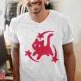 Yk2 Grunge Scary Cat With Shooting Stars 90s Nostalgia Men's V-Neck T-Shirt