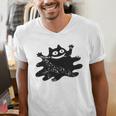 Yk2 Grunge Scary Cat With Tail Tomboy 90s Nostalgia Indie Premium Tri-Blend Men's V-Neck T-Shirt