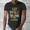 3rd Birthday Zoo Safari Jungle Dad Of The Wild And Three Men's V-Neck T-Shirt 3rd Birthday Zoo Safari Jungle Dad Of The Wild And Three Men's V-Neck T-Shirt