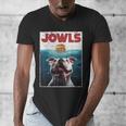 American Bulldog Jowls Burger Bully Dog Mom Dog Dad Men's V-Neck T-Shirt