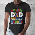 Autism Dad Puzzle Ribbon Proud Son Hero Autism Awareness Men's V-Neck T-Shirt Autism Dad Puzzle Ribbon Proud Son Hero Autism Awareness Men's V-Neck T-Shirt