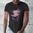 Axolotl Bookworm Reading Book Kawaii Graphic Men's V-Neck T-Shirt Axolotl Bookworm Reading Book Kawaii Graphic Men's V-Neck T-Shirt