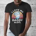 Axolotl Kids Teens Retro Sunset I Love My Daddy Men's V-Neck T-Shirt