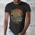 Back Legend Husband Dad Grandpa 77 Year Old 77th Birthday Men's V-Neck T-Shirt