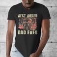 Best Boxer Dad Ever USA Flag American Dog Animal Lover Men's V-Neck T-Shirt