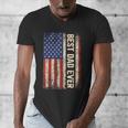 Best Dad Ever US American Flag For Father's Day Men Men's V-Neck T-Shirt