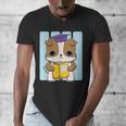 Bulldog Anime Pup Graduation Men's V-Neck T-Shirt