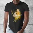 Calico Cat With Flowers For Mom Dad Women Men Kids Botanical Men's V-Neck T-Shirt