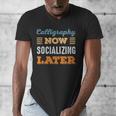 Calligraphy Now Minimal Socializing Introvert Vintage Men's V-Neck T-Shirt Calligraphy Now Minimal Socializing Introvert Vintage Men's V-Neck T-Shirt