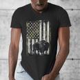 Camo USA Flag Bison Camouflage Hunting Wildlife Hunter Dad Men's V-Neck T-Shirt