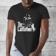 Cat Dad Life The Catfather Fathers Day Vintage Men's V-Neck T-Shirt