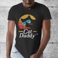 Cat Daddy Vintage 80s Style Cat Retro Sunglasses Distressed Men's V-Neck T-Shirt