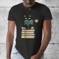 Cat Reading Book Men's V-Neck T-Shirt Cat Reading Book Men's V-Neck T-Shirt