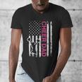 Cheer Dad Flag Pink Cheerleading Men's V-Neck T-Shirt