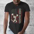 Cheer Grandpa US Flag Dad Patriotic Cheerleader Fathers Day Men's V-Neck T-Shirt