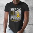 Childhood Cancer Survivor Support Step Dad Of A Warrior Men's V-Neck T-Shirt Childhood Cancer Survivor Support Step Dad Of A Warrior Men's V-Neck T-Shirt