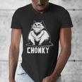 Chonk Fat And Hairy Cat Cats Kittens Dad Graphic Mom Funny Men's V-Neck T-Shirt