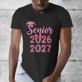 Coquette Pink Bow Flowers Senior 2026 2027 Graduation Men's V-Neck T-Shirt