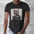 Cute Cat Mugshot Humorous Cat For Cats Lover Cat Mom Cat Dad Men's V-Neck T-Shirt
