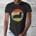 Dachshund Long Haired Dog Vintage Mom Dad Retro Men's V-Neck T-Shirt