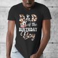 Dad Of The Birthday Boy Cow Farm 1St Birthday Boy Men's V-Neck T-Shirt