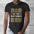 Dad Of The Birthday Boy Gamer Pixel Birthday Party Matching Men's V-Neck T-Shirt