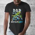 Dad Of The Birthday Boy Monster Truck Dinosaur PartyRex Men's V-Neck T-Shirt