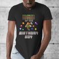 Dad Of The Birthday Boy Video Gamer Pixel Number Men's V-Neck T-Shirt