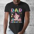 Dad Of The Birthday Girl Axolotl Bday Party Family Men's V-Neck T-Shirt