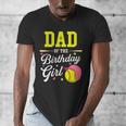 Dad Of The Birthday Girl Softball Player Theme B-Day Daddy Men's V-Neck T-Shirt