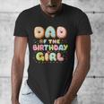 Dad Of The Birthday Girl Sweet Donut Birthday Family Men's V-Neck T-Shirt