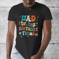 Dad Of The Birthday Twins Boys Girls Party Retro Bday Men's V-Neck T-Shirt