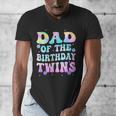 Dad Of The Birthday Twins Girls Kids Party Retro Bday Men's V-Neck T-Shirt