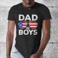 Dad Of Boys Fathers Day Retro Puerto Rico Flag Boricua Dad Men's V-Neck T-Shirt