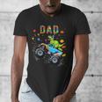 Dad Building Blocks Monster Truck Dinosaur Birthday Men's V-Neck T-Shirt