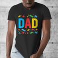 Dad Master Builder Building Bricks Blocks Family Fathers Day Men's V-Neck T-Shirt