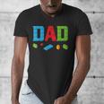 Dad Master Builder Building Bricks Blocks Family Set Parents Small Men's V-Neck T-Shirt