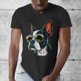 Dad Mom Cool Dog Sunglasses Boston Terrier Men's V-Neck T-Shirt Dad Mom Cool Dog Sunglasses Boston Terrier Men's V-Neck T-Shirt