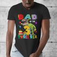 Dad Of The Three Rex 3Rd Birthday Boy Dinosaur T-Rex Men's V-Neck T-Shirt
