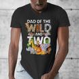 Dad Of The Wild Two Zoo 2nd Birthday Safari Jungle Animal Men's V-Neck T-Shirt