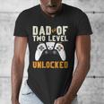 Daddy Again Leveled Up To Dad Of 2 Gamer Dad Level Unlocked Men's V-Neck T-Shirt Daddy Again Leveled Up To Dad Of 2 Gamer Dad Level Unlocked Men's V-Neck T-Shirt
