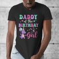 Daddy Of The Birthday For Girl Dinosaur T-Rex Party Family Men's V-Neck T-Shirt