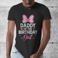 Daddy Of The Birthday Girl Pink Bow Birthday Family Matching Men's V-Neck T-Shirt